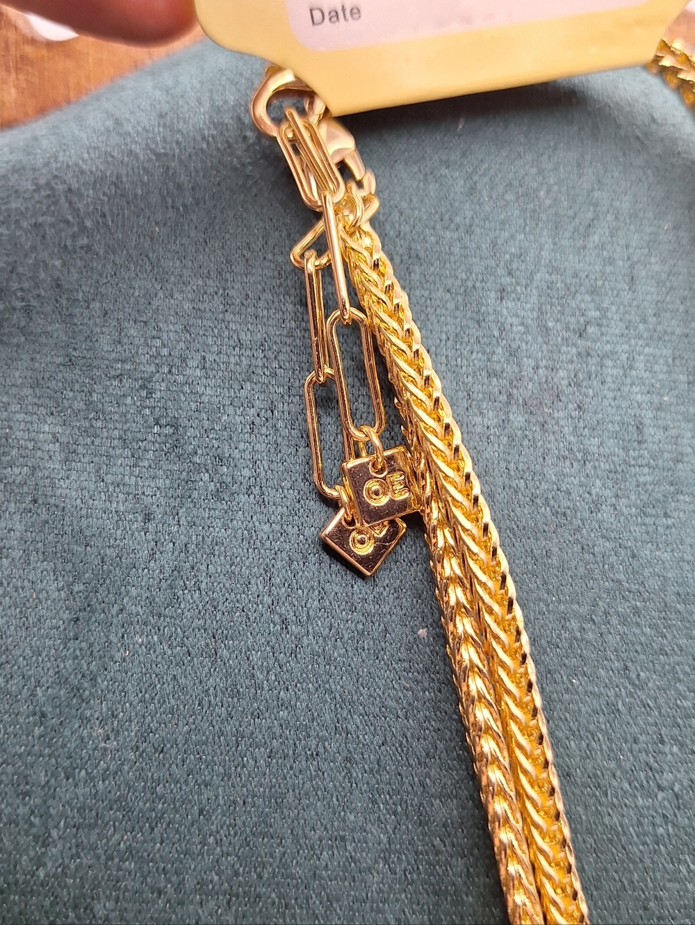 Gold Layered Chain Necklace Herringbone Chain Double Layer Chunky Gold Necklace - Picture 7 of 8